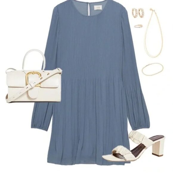 Aritzia Wilfred Daydreamer Mini Dress Granite Blue Size XL - Picture 2 of 9